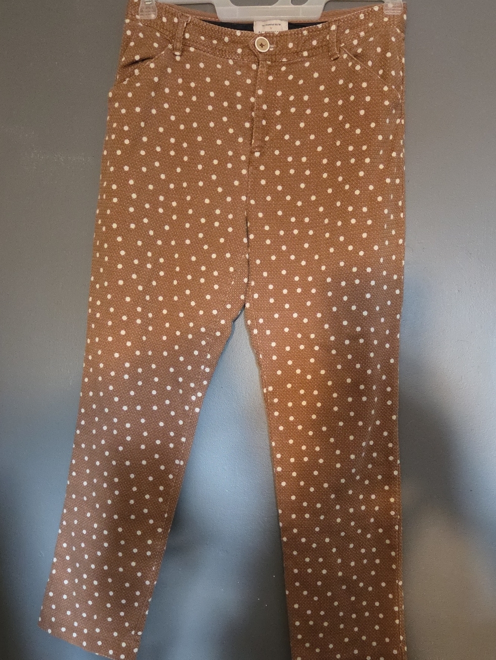 Anthropologie Brown Leggings with White Polka Dots